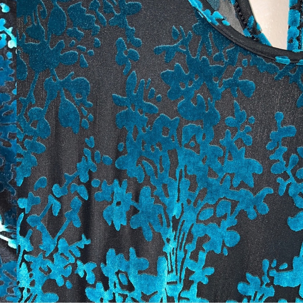 GUC Black Milk Burned Velvet Teal Floral Kimono Dress Large - Picture 16 of 16